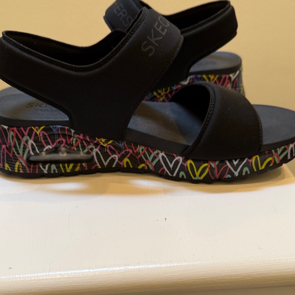 Skechers Black Sandals with Vibrant Sole - Picture 2 of 6
